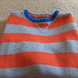 Blue/Orange/Grey Striped boys size 5/6 sweater EUC